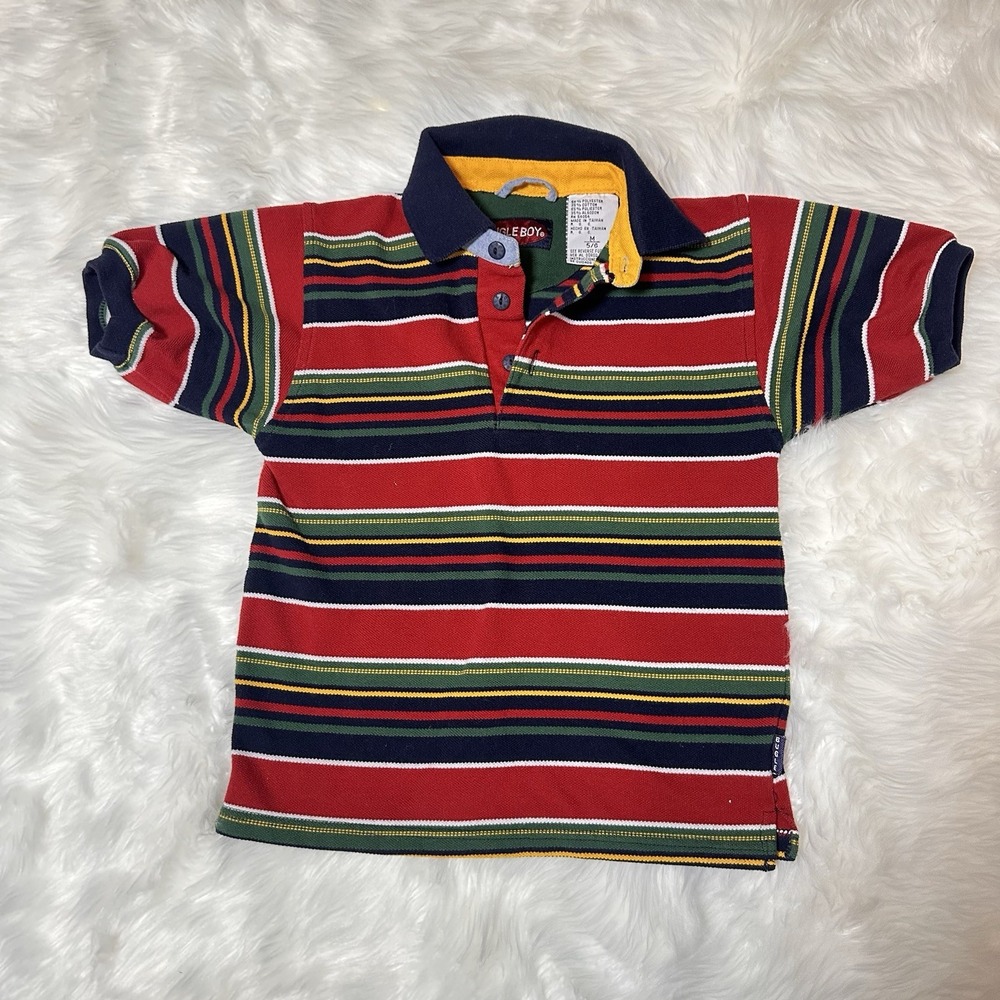 Vintage Bugle Boy Polo Shirt Men's Retro Multicolor Short Sleeve Cotton‎ Size M